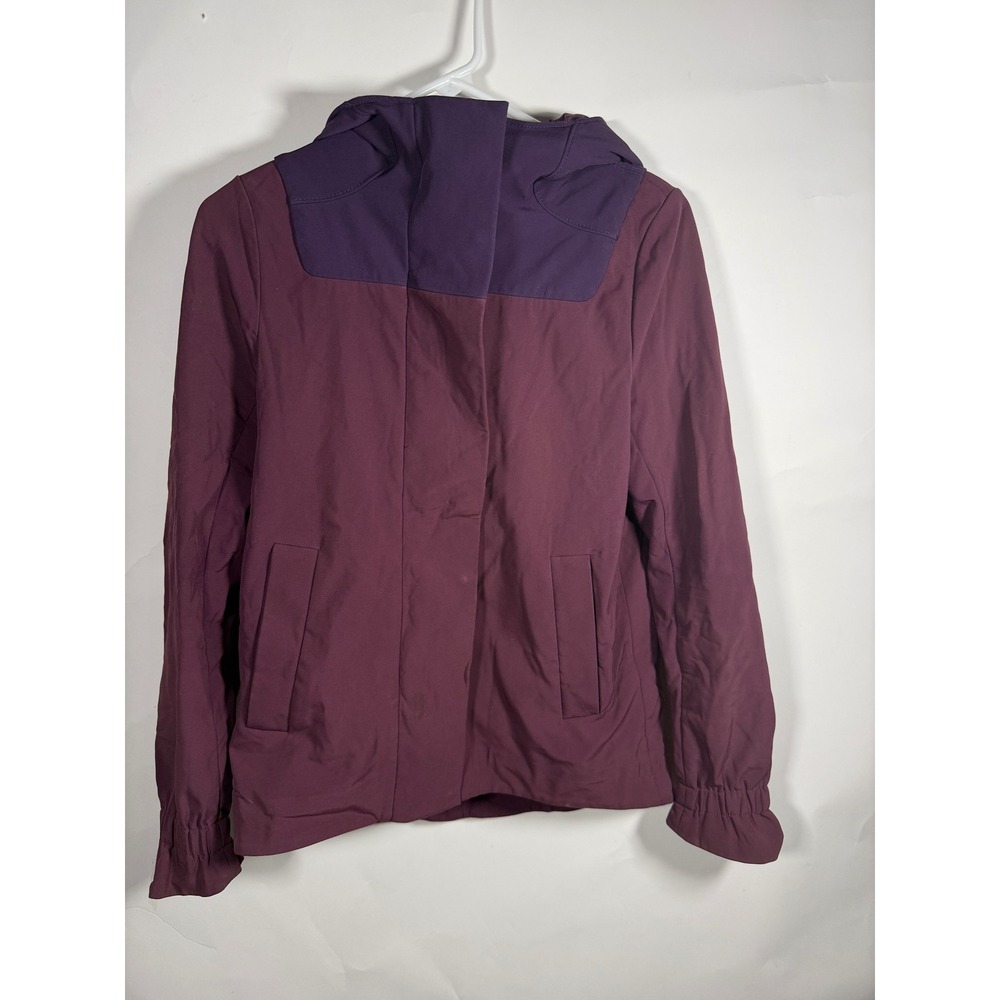 Lululemon Hooded Jacket Purple Colorblock Full Zip Snap Front Size 4